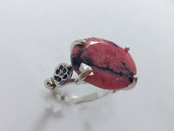 Large Rhodonite Silver Ring