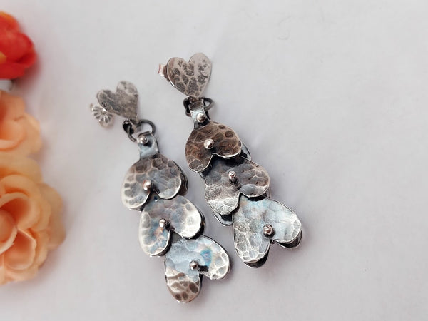 Silver Heart Dangle Earrings