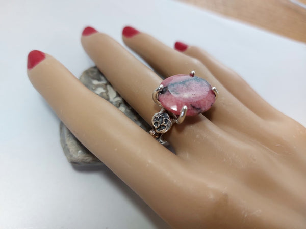 Large Rhodonite Silver Ring