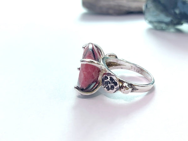 Large Rhodonite Silver Ring