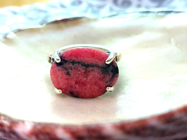 Large Rhodonite Silver Ring