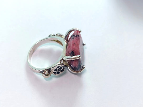 Large Rhodonite Silver Ring