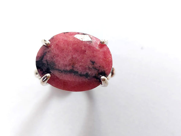 Large Rhodonite Silver Ring