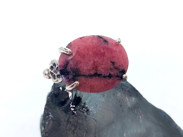 Large Rhodonite Silver Ring