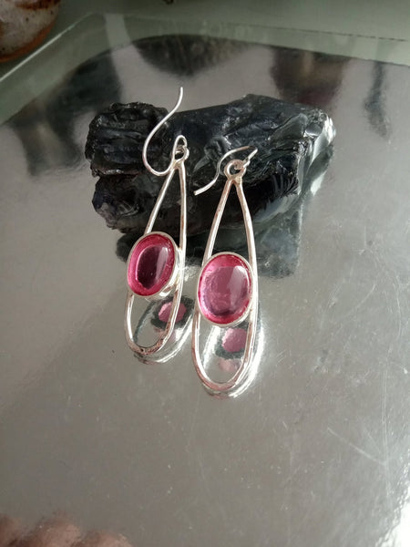 Tourmaline Quartz Sterling Dangle Earrings.