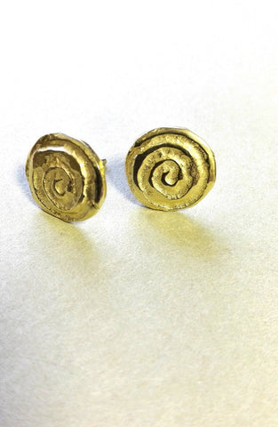 Yellow Gold Spiral Stud Earrings