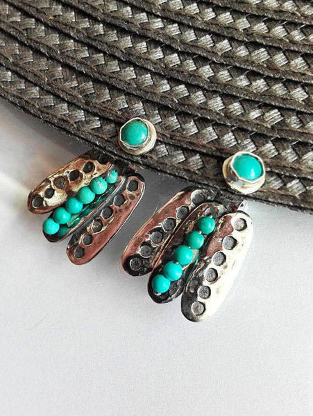 Unique Turquoise And Silver Earrings.