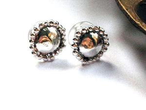 Hammered Round Silver Stud Earrings.