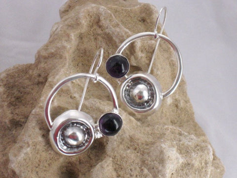 Unique Amethyst Silver Dangle Earrings