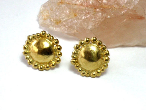 Round Yellow Gold Studs