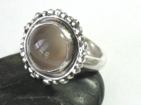 Sterling Silver round Moonstone Ring