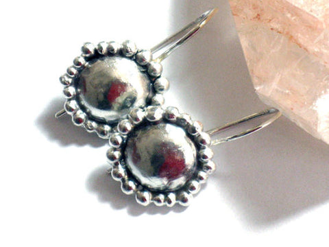 Small Handmade Dangle Silver Earrings.