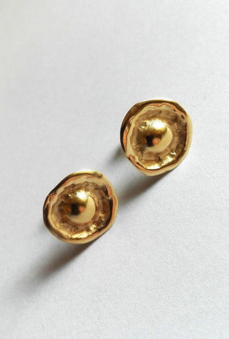 Round Earlobe Gold Studs