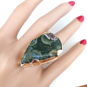 Large Statement Gold Jasper Ring