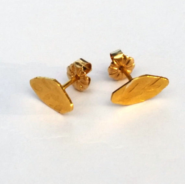 Gold Minimal Leaf Stud Earrings