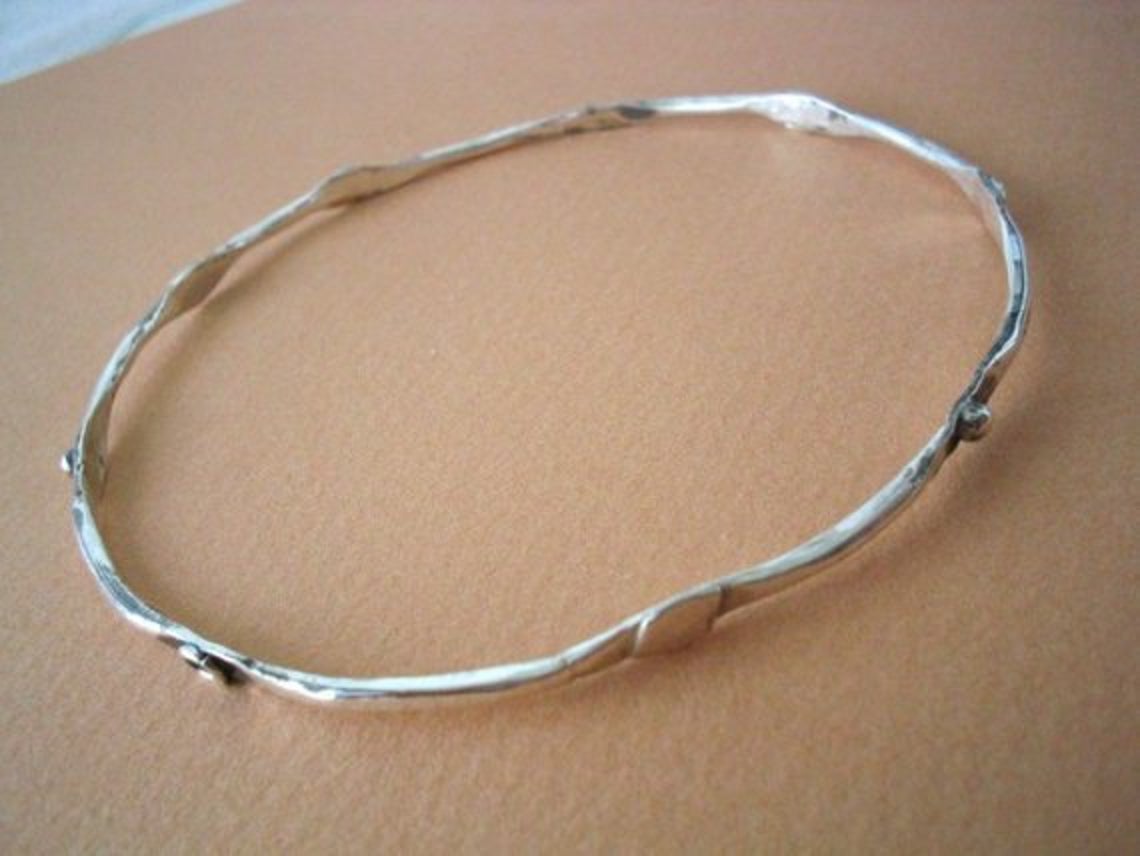 Silver Stacking Bracelet, Thin Bangle, Hammered Jewelry, Solid Sterling Silver, Stacking Bangle, Skinny Silver Bracelet, Gift for Mom