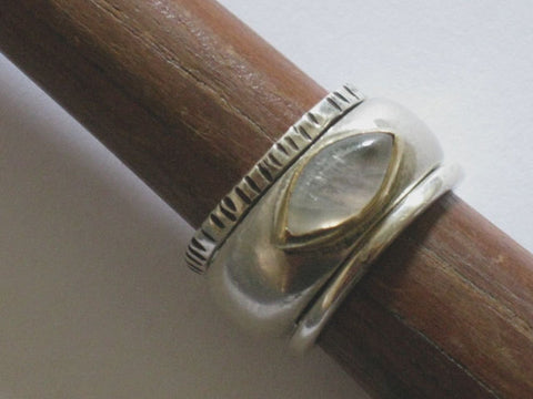 Moonstone Silver and Gold Ring