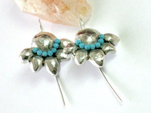 Dangle Silver Turquoise bead Earrings