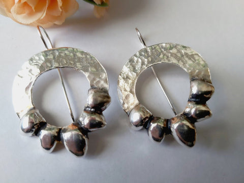 Hammered Sterling Silver Floral Earrings.