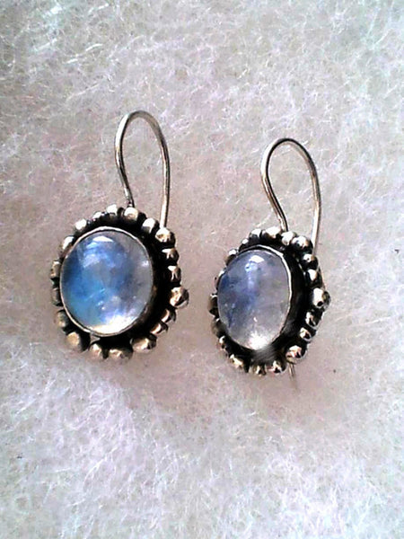 Silver Dangle Earrings with Moonstones