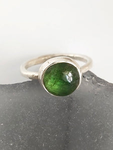 Green Tourmaline Silver Stacking Ring