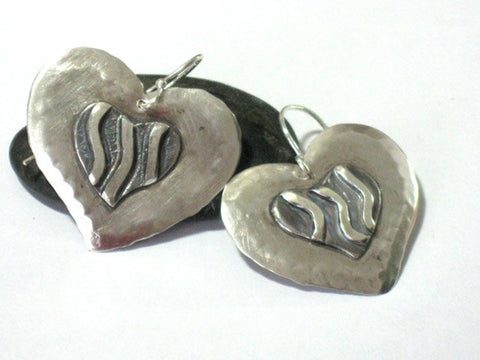 Handcrafted Large Silver Heart Earrings