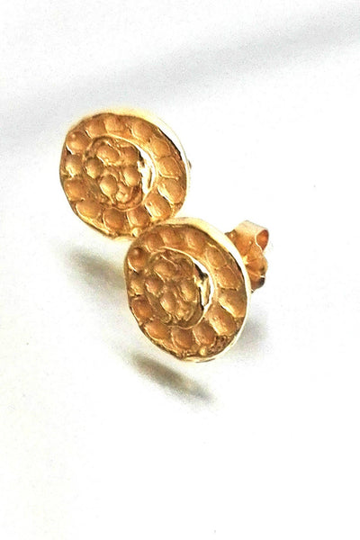 Circle Textured Gold Stud Earrings