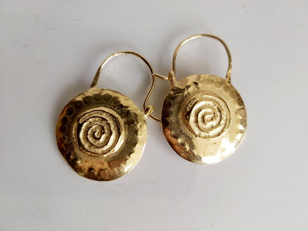 Round Gold Spiral Earring Hoops