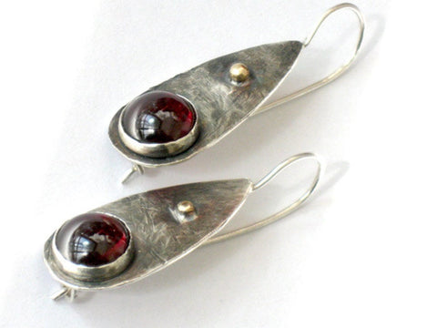 Garnet Sterling Gold Dangle Earrings