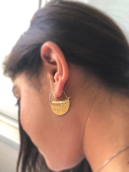 Gold Hoop Earrings,Everyday Earrings,Gold Hoops,Textured Jewelry,Tribal Gold,Hand crafted Hoops,Unique for Women,Gift for her