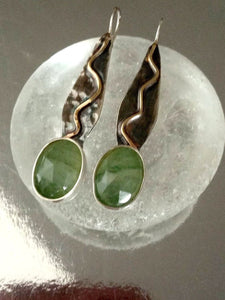 Two Tone Prehnite Stone Earrings.