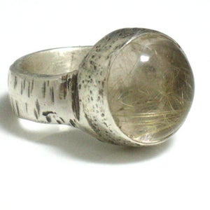 Silver and Rutilated Quartz Ring