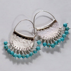 Turquoise Birthstone Chandelier Silver earrings