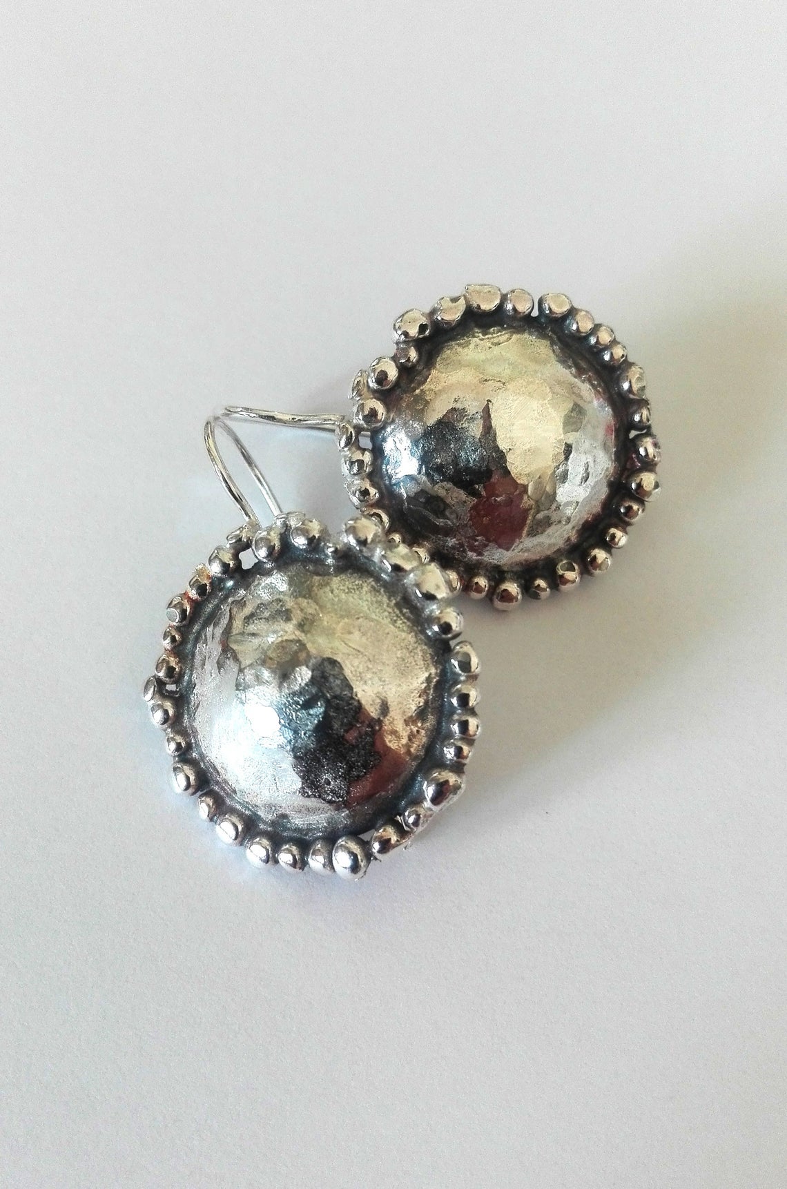 Round Dome Sterling Dangle Earrings