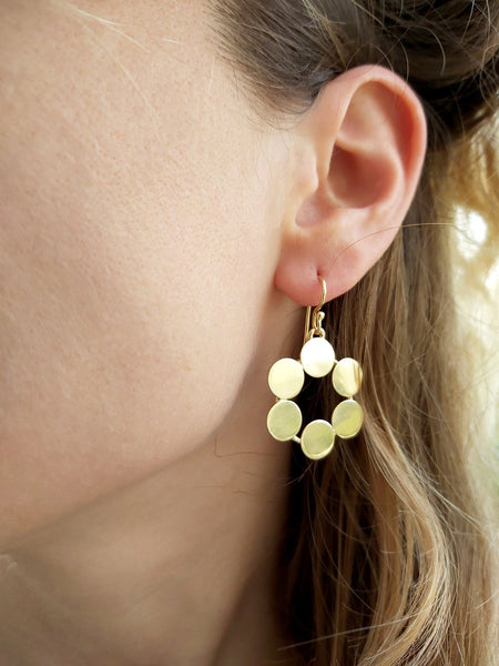 Circle Gold Earrings,Gold Geometric Earrings,Modern Geometric Dangles,Statement Dangles,Flat Earrings,Statement Earrings,Mother's Day Gift