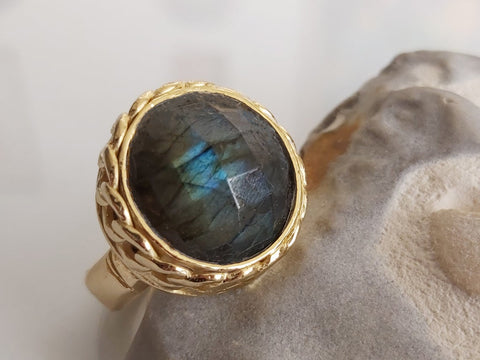 Large Labradorite Stone Ring