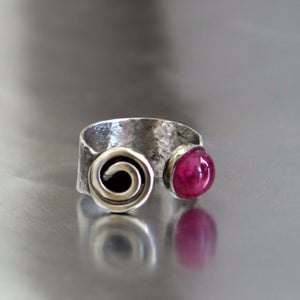 Adjustable Silver Tourmaline Open Ring