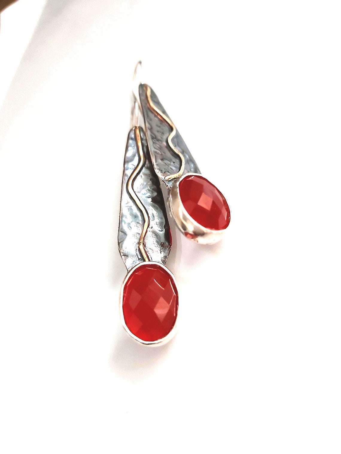 Two Tones Carnelian Dangle Earrings