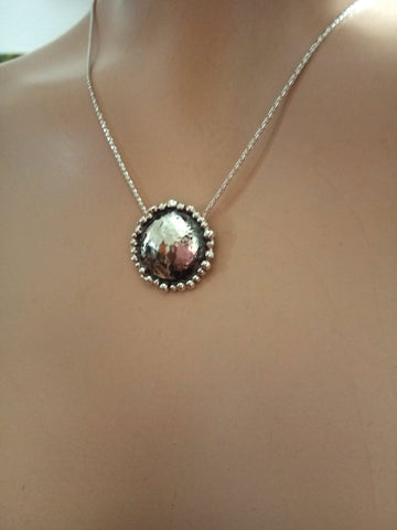 Round Dome Sterling Pendant Necklace