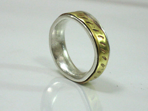 Silver Brass Spinner Band Ring