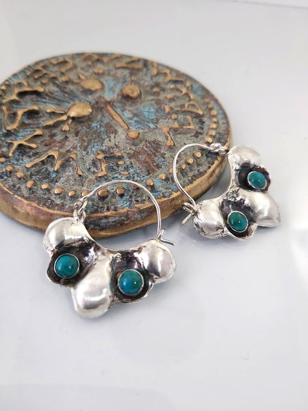 Silver Turquoise Hoop Earrings