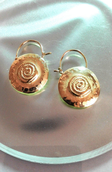 Round Gold Spiral Earring Hoops