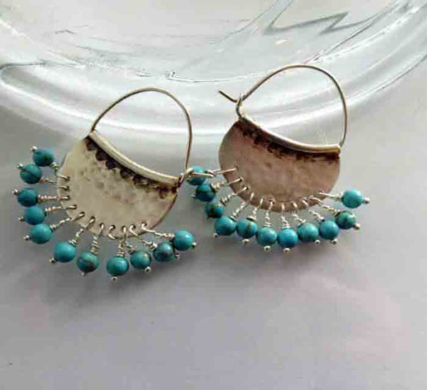 Turquoise Birthstone Chandelier Silver earrings