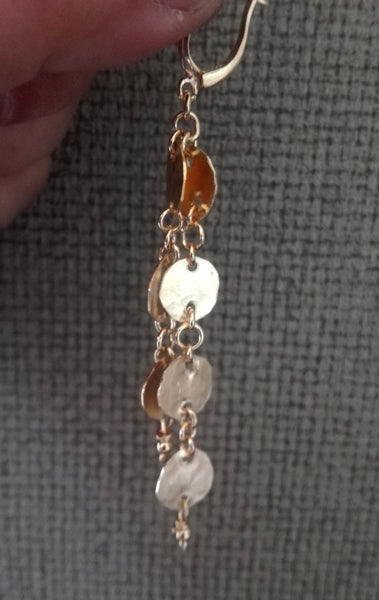 Long Elegant Gold Dangle Earrings.