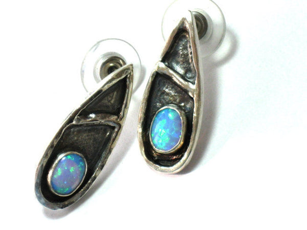 Sterling Stud Earrings With Opal Stones