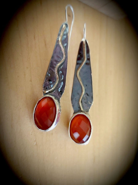 Two Tones Carnelian Dangle Earrings