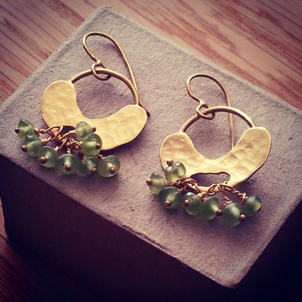 Gold Cheerful Peridot Dangle Earrings.