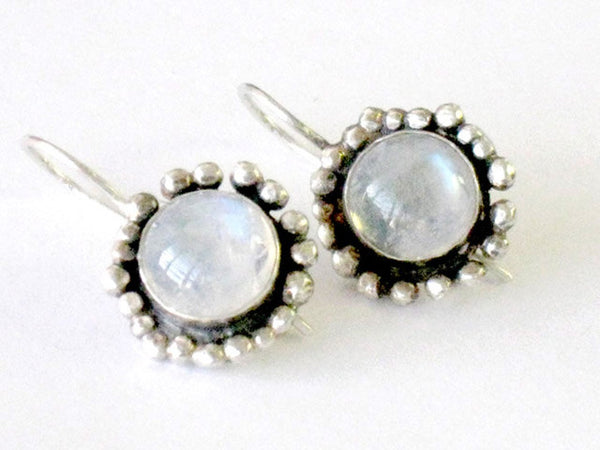 Silver Dangle Earrings with Moonstones