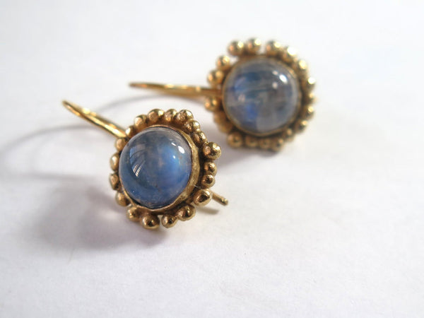 Gold Moonstone Dangle Earrings