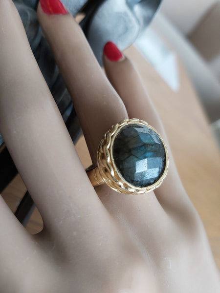 Large Labradorite Stone Ring